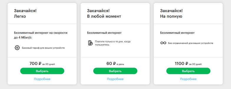 Интернет-тарифы МеагаФон "Закачайся!"